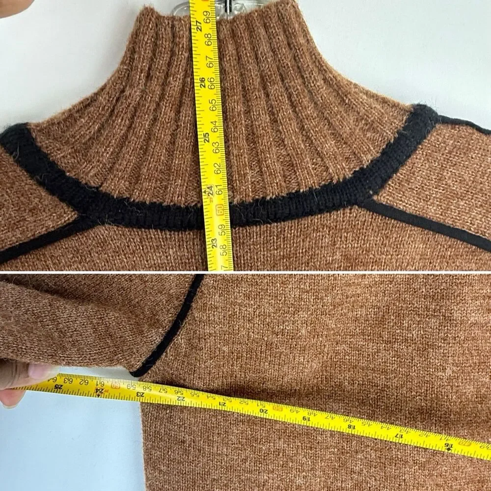 Weekend Womens Turtleneck Sweater Size L Nutmeg/Black